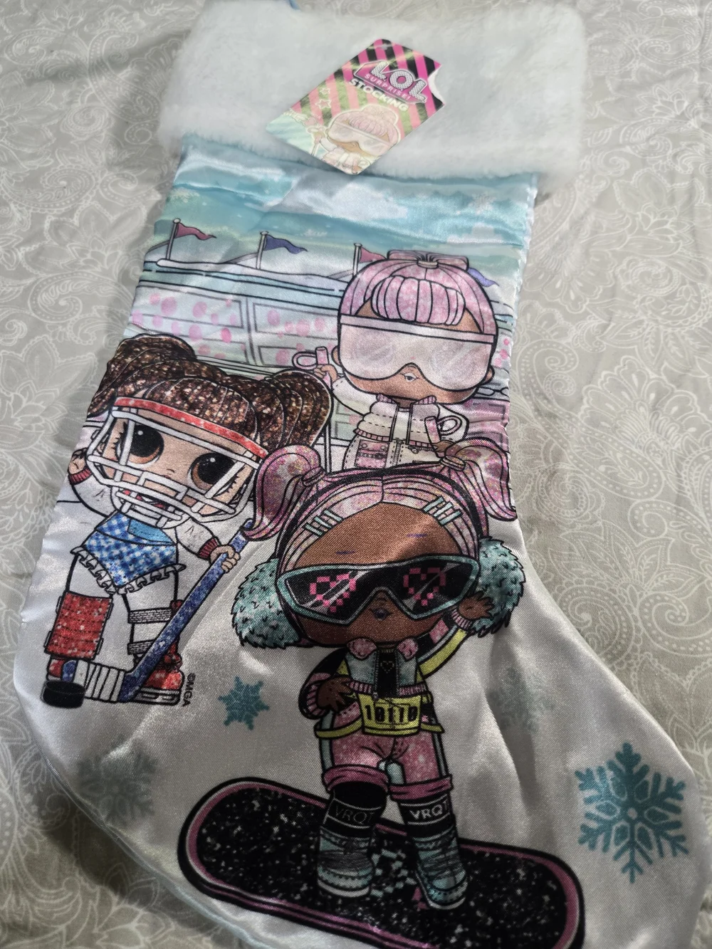 LOL Christmas Stocking Kids Holiday Gift Ski Girls Dolls Blue Pink